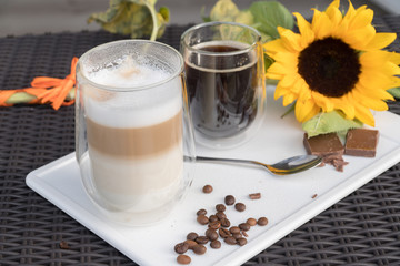 Coffee latte and black coffee