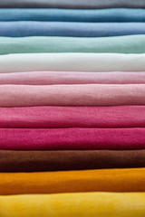 Colorful fabric background. Closed up view. 