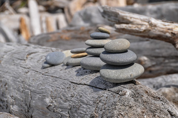 Stacking stones on the beach