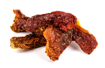 Dried tomatoes on a white background