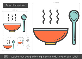 Bowl of soup line icon.