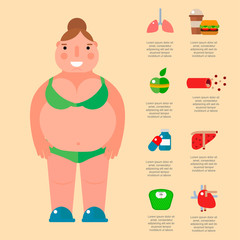Lose weight by jogging infographic elements and health care concept flat vector illustration