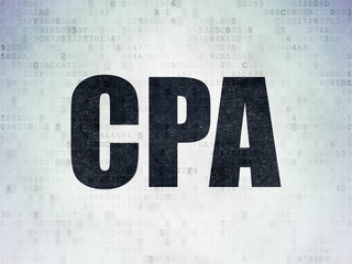 Finance concept: CPA on Digital Data Paper background