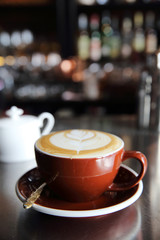 cappuccino coffee on dark background