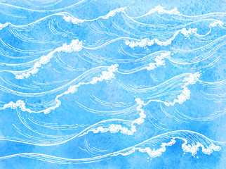 Watercolor sea waves
