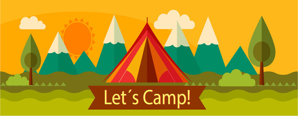 Banner concept of outdoor isolated  advenrute camping