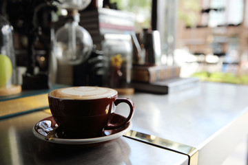 cappuccino coffee on dark background