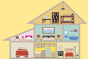 House inside with rooms vector for your ideas