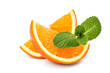 orange, orange slices and mint leaves