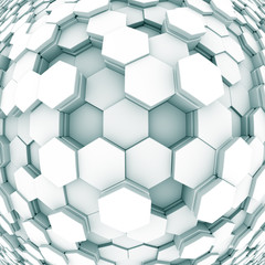 design element. 3D illustration. rendering. abstract hexagon black and white  background