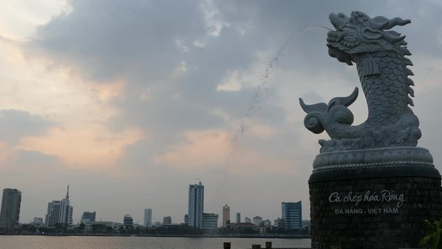 Ca Chep Hoa Rong fountain statue in Da Nang Vietnam