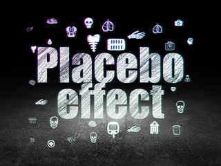 Health concept: Placebo Effect in grunge dark room
