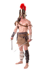 Obraz premium gladiator posing isolated in white