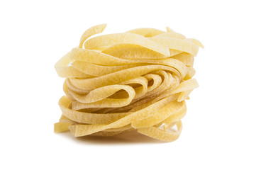 Egg pasta nest isolated on white background