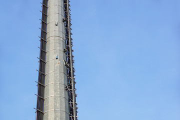 stairs to the comunications pole with wires and cable