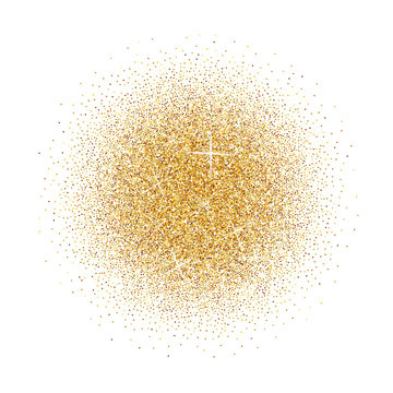 Glitter gold background. Shiny gold sparkles with bright lights. Golden sand
