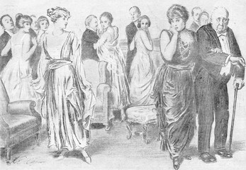 Fototapeta na wymiar Dinner Party with Thirteen People. Date: 1925