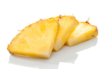 slices of pineapple isolated on white