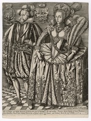 Fototapeta na wymiar King James I and his wife Anne of Denmark. Date: circa 1590