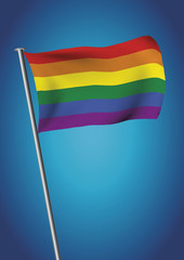 rainbow vector gay and lesbian flag waving on the sky. Gay and lesbian pride symbol