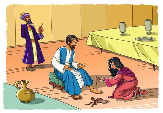 Sinner Maria washes the feet of Jesus
