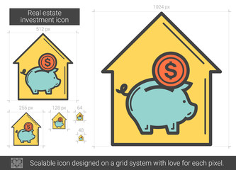 Real estate investment line icon.