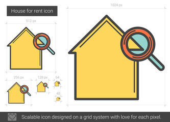 House for rent line icon.