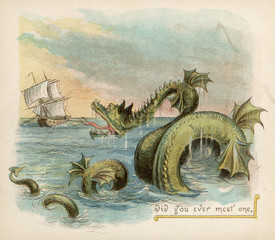 Fantasy Seamonster. Date: circa 1890