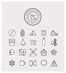 refuge, montagne, logo, identité, randonnée, trekking, marmotte, backpacker cottage