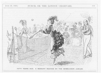 Fototapeta na wymiar Lawn Tennis - Punch - 1883. Date: 1876
