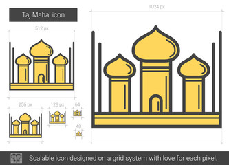 Taj Mahal line icon.