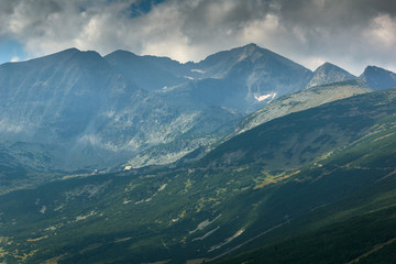 Fototapeta premium Rila Mountain, Yastrebets, View towards Markudzhitsite and Musala peak, Bulgaria