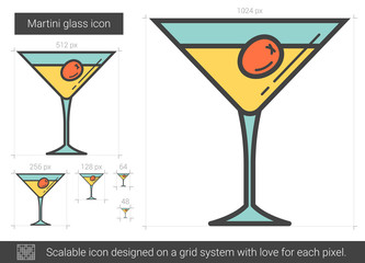 Martini glass line icon.