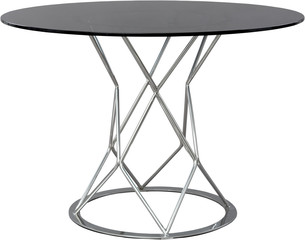 round glass dinning table. Modern designer, table isolated on white background. Series of furniture.