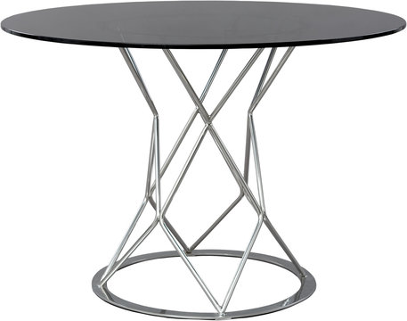 Round Glass Dinning Table. Modern Designer, Table Isolated On White Background. Series Of Furniture.