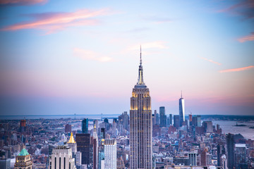 Fototapeta na wymiar Sunset view New York City from midtown Manhattan