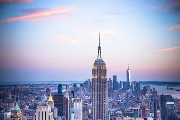 Fototapeten Blick auf den Sonnenuntergang New York City von Midtown Manhattan © littleny