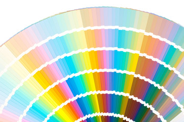 Fan with color palette, guide of acrylic paint samples