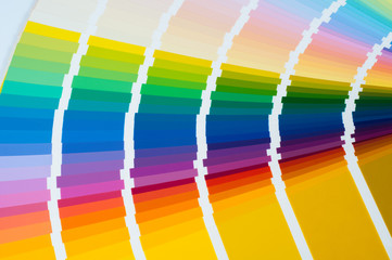 Fan with color palette, guide of acrylic paint samples