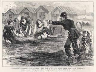 Ladies bathing at Margate  Kent. Date: 1871