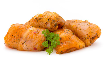 Chiken meat rolls isolated on the white background.