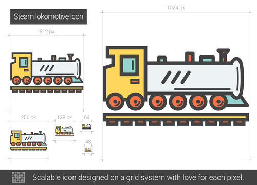 Steam locomotive line icon.