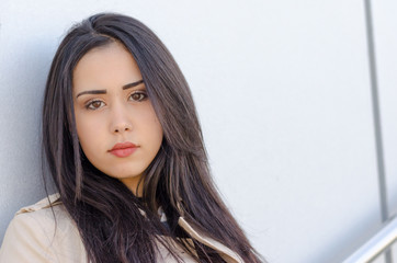 young beautiful woman smiling looking at the camera portrait close up