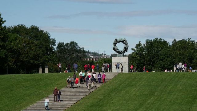 Time lapse from crowd in Frogner Park Oslo, Norway