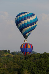 Fototapeta premium Balloon in the air, Above the volcano, Auvergne , France 