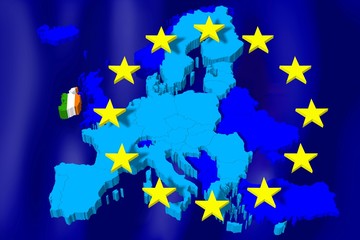 3D European Union map/ flag - Ireland