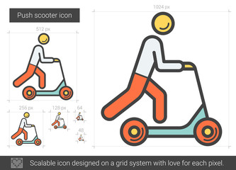 Push scooter line icon.