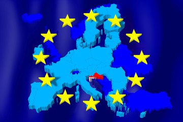 3D European Union map/ flag - Croatia