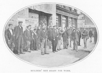 Builders Wait for Hire. Date: 1900