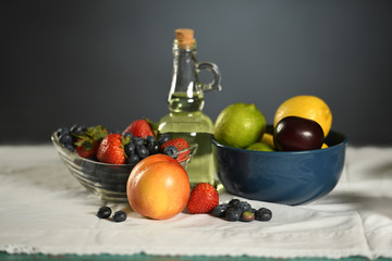 Fototapeta na wymiar Table with Fresh Fruits